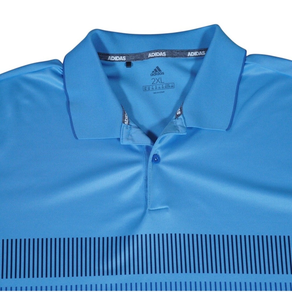 Adidas Golf Polo Shirt Mens 2XL Blue Striped Performance Short Sleeve Logo - Picture 4 of 8